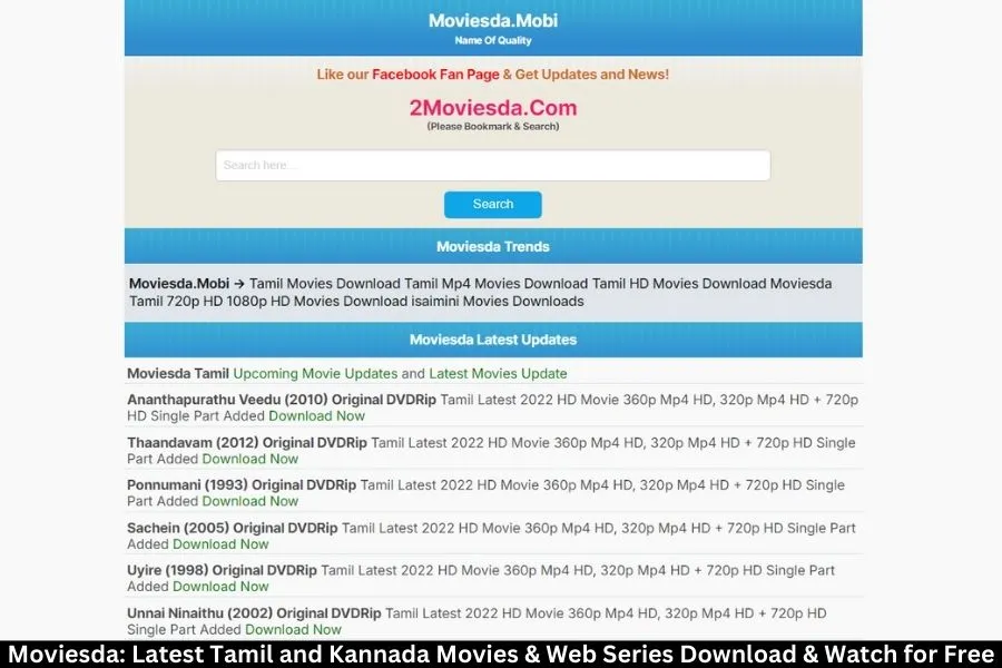 Moviesda: Latest Tamil and Kannada Movies & Web Series Download & Watch for Free